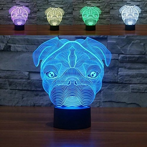 Superniudb Cute Pug Perro Luz Nocturna Bebé Animal Led Luces