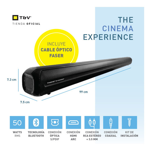 Imagen 4 de 4 de Barra De Sonido Tv Röhre Thonet & Vander Bluetooth 50 W Rms