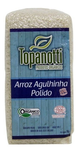 Imagem 1 de 1 de Arroz Agulhinha Polido Orgânico Topanotti 1kg Kit Com 5un.