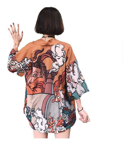 Kimono Cardigan Yukata Vestido Japones Dama Verano Camisa 