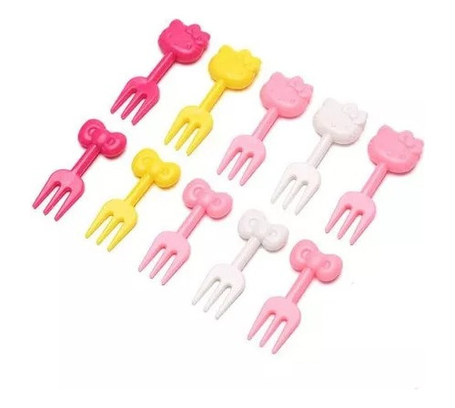 Mini Tenedores Kawaii Hello Kitty. Palillos Para Lunch/fruta