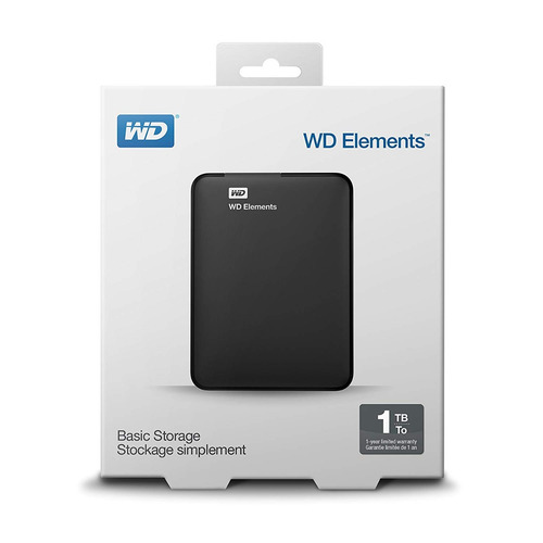 Disco duro externo Western Digital WD Elements Portable WDBUZG0010BBK 1TB negro