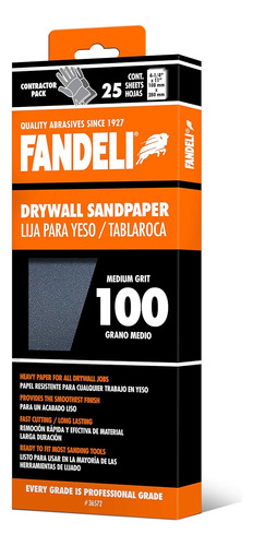Fandeli 36572 Drywall Papel De Lija  Grano 100 Hojas  4 - 1/