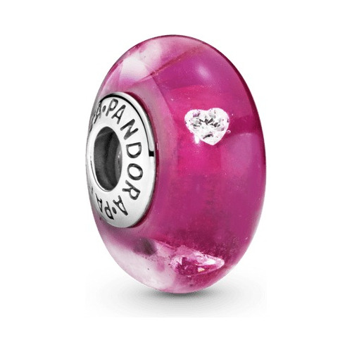 Charm Pandora Original Murano Rosa Con Corazones