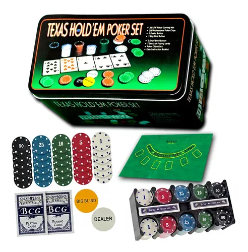 Jogo De Poker Texas Hold'em Poker Set Fichas Bralho E Toalha em