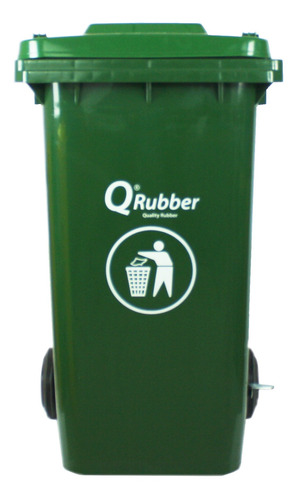 Contenedor De Basura Qrubber 240 Lts. Con Pedal Verde