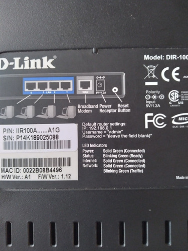 Roteador De Internet D Link, Modelo Dir100, Pouco Uso (Usado)