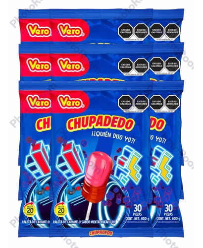 Chupadedo Paleta Caramelo Menta Eucalipto 210 Pz Vero