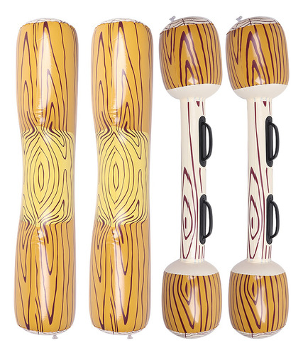 Flotador Inflable De Piscina Con Grano De Madera 4 Piezas