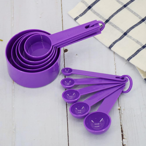 Juego De 10 Tazas Y Cucharas Medidoras De Plástico, Cucharas