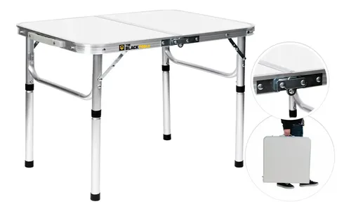 Mesa Pequena Dobrável Camping Alumínio 90x60cm Vira Maleta Branco The Black Tools