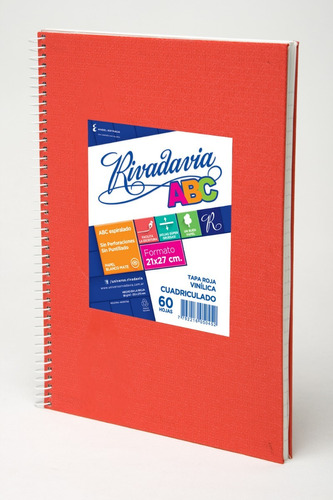 Cuaderno Rivadavia Abc Espiralado X60h Cuadriculado Rojo