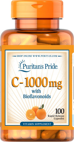 Vitamina C 1000 mg 100 cápsulas Bioflavonoides Puritan's Pride