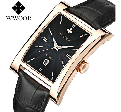 Reloj Wwoor Calendar Quartz De Cuero Resistente Al