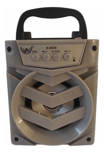 Caja de sonido portátil amplificada de radio FM de 6 W, color gris