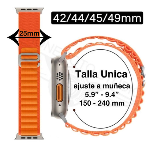 Imagen 4 de 9 de Correa Manilla Alpine Loop Para Apple Watch 42 44 45mm Ultra