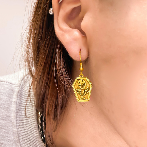 Aros Calavera Ataúd Oro 18k Oro 18k