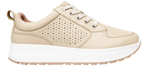 Tenis Casual Mujer Flexi Perforado Beige - 117205