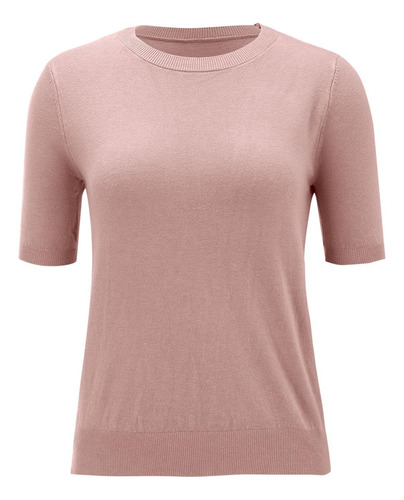 Blusa Holgada Con Cuello Redondo Y Manga Corta Para Mujer I