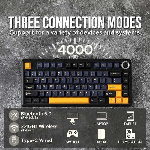 Aula F75 Teclado Mecánico Para Juegos 3 Modos Con Botón Rgb