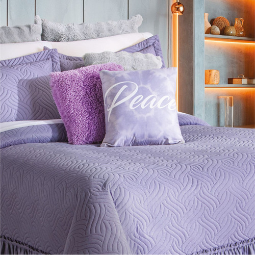 Colcha Neo Poliéster Individual Concord Color Lavanda Liso
