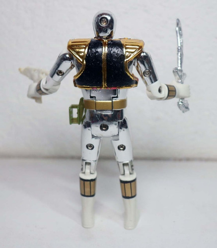 Boneco Power Rangers Branco Metálico Vira Cabeça Completo 2 (Usado)