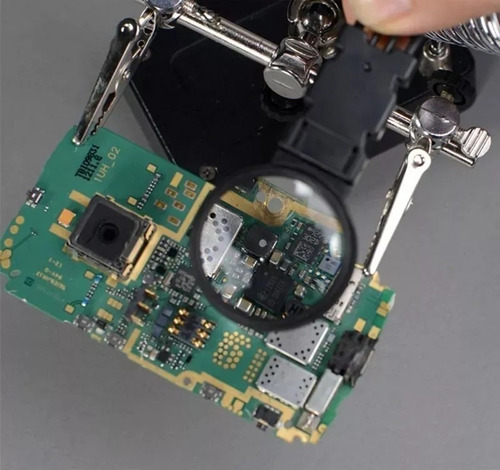 Imagen 4 de 8 de Lupa Escritorio Soporte Pinza Luz Led Tercera Mano Cautin/11