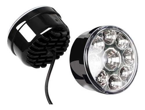 Imagen 4 de 10 de 2 Juego Faro Auxiliar Led 12v 9 Led 7cm Universal 4x4 Auto