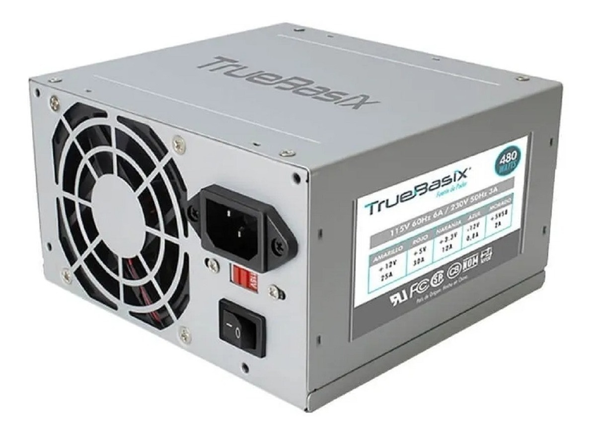 Fuente de poder para PC TrueBasix TB-05003 480W plata 115V/230V