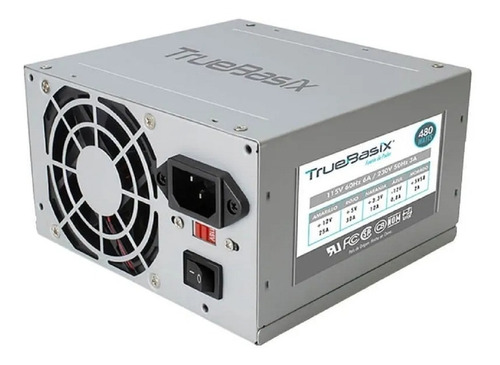 TrueBasix TB-05003 Fuente de poder para PC 480W plata 115V/230V