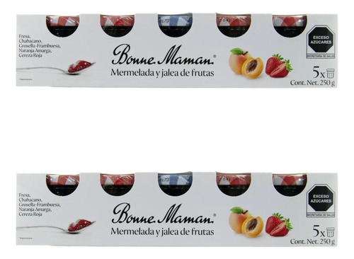 2pz Set Mix Mermeladas Bonne Maman 5x50g Francia