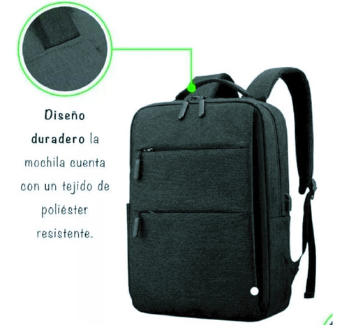 Mochila Premium Porta Notebook Calidad Nueva Oficina Negro Liso