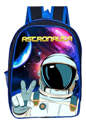 Mochila Escolar Infantil Menino Resistente- Astronauta Cor Azul