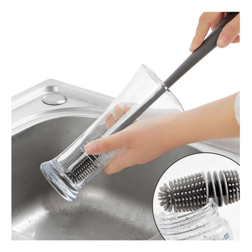 2 Un Escova De Limpar Copos Garrafas Mamadeira Silicone 32cm