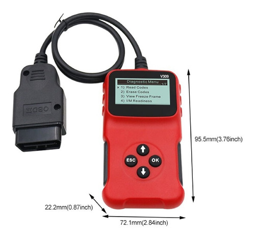 Scanner Automotriz Multimarca V309 Obd2 5 Idiomas 9 Protocol