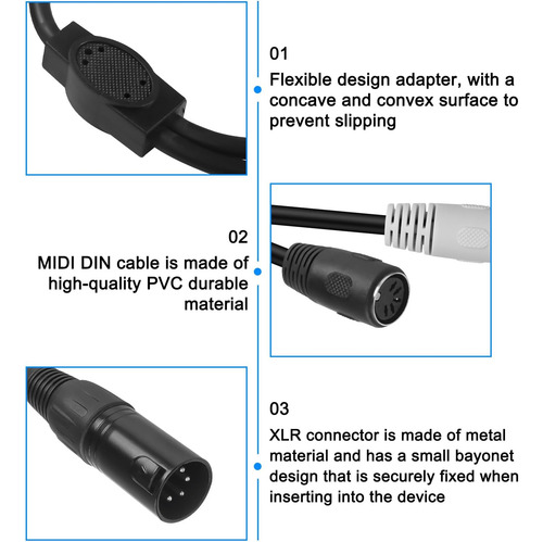 Xmsjsiy Midi 5 Pin Din A Xlr Splitter Y Adaptador Cable 4 De