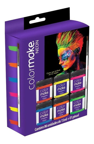 Tinta Líquida Fluorescente Neon 6 Cores - Colormake