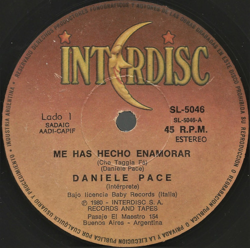 Daniele Pace / Me Has Hecho Enamorar - Simple Vinilo