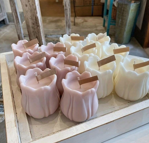 1 Molde Silicon Para Base De Vela Forma Flor De Tulipán