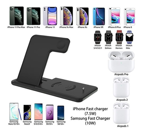 Imagen 5 de 6 de Cargador Inalámbrico 4 En 1 Para iPhone Samsung Carga Rápida