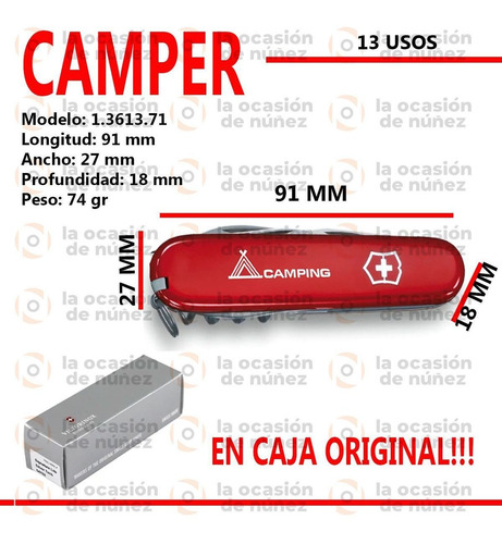 Cortaplumas Victorinox Camper Suiza 13 Usos 23095 Navajas