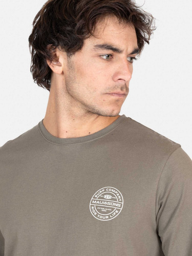 Polera Ml Ride Your Life Olivo Hombre Maui And Sons