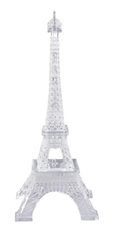 Torre Eiffel Em Acrílico Transparente Luminária Decoração