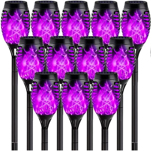 12-pack Solar Torch Light With Flickering Flame, Upgrad...