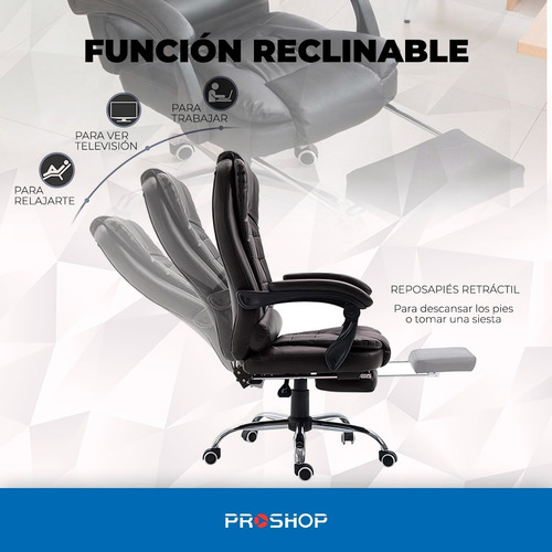 Silla Sillon Oficina Ejecutivo Escritorio Gerencial Pc Cuota Color Negro Material del tapizado Cuero sintético