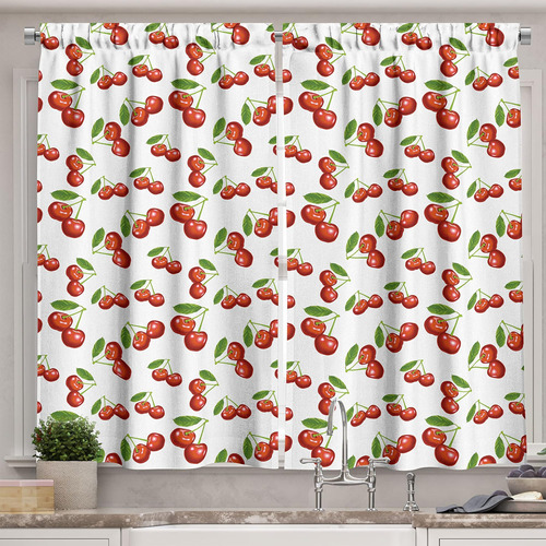 Ambesonne Cortinas De Cocina De Frutas, Diseño De Patrón De 