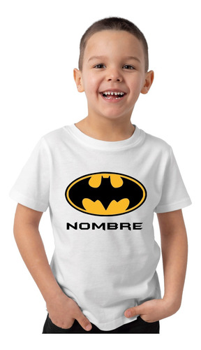 Remera Algodon Niño Batman Personalizada Nombre