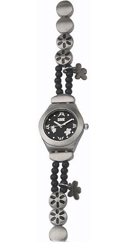 Reloj Mujer John L Cook Analogo Bijou Metal Perlas Pulsera Malla Plateado Bisel Plateado Fondo Negro