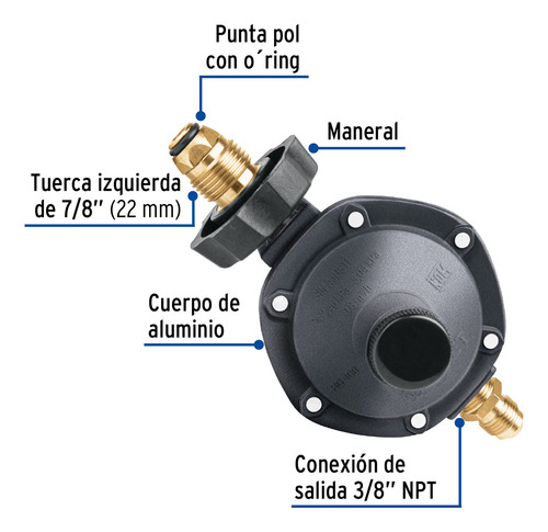 Regulador De Gas 1 Via Baja Presion Foset / 40709