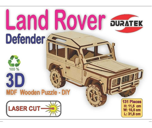 Campero Land Rover 3d Rompecabezas De Armar En Madera Mdf